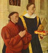 Jean Fouquet left wing of Melun diptych depicts Etienne Chevalier with his patron saint St. Stephen Spain oil painting artist